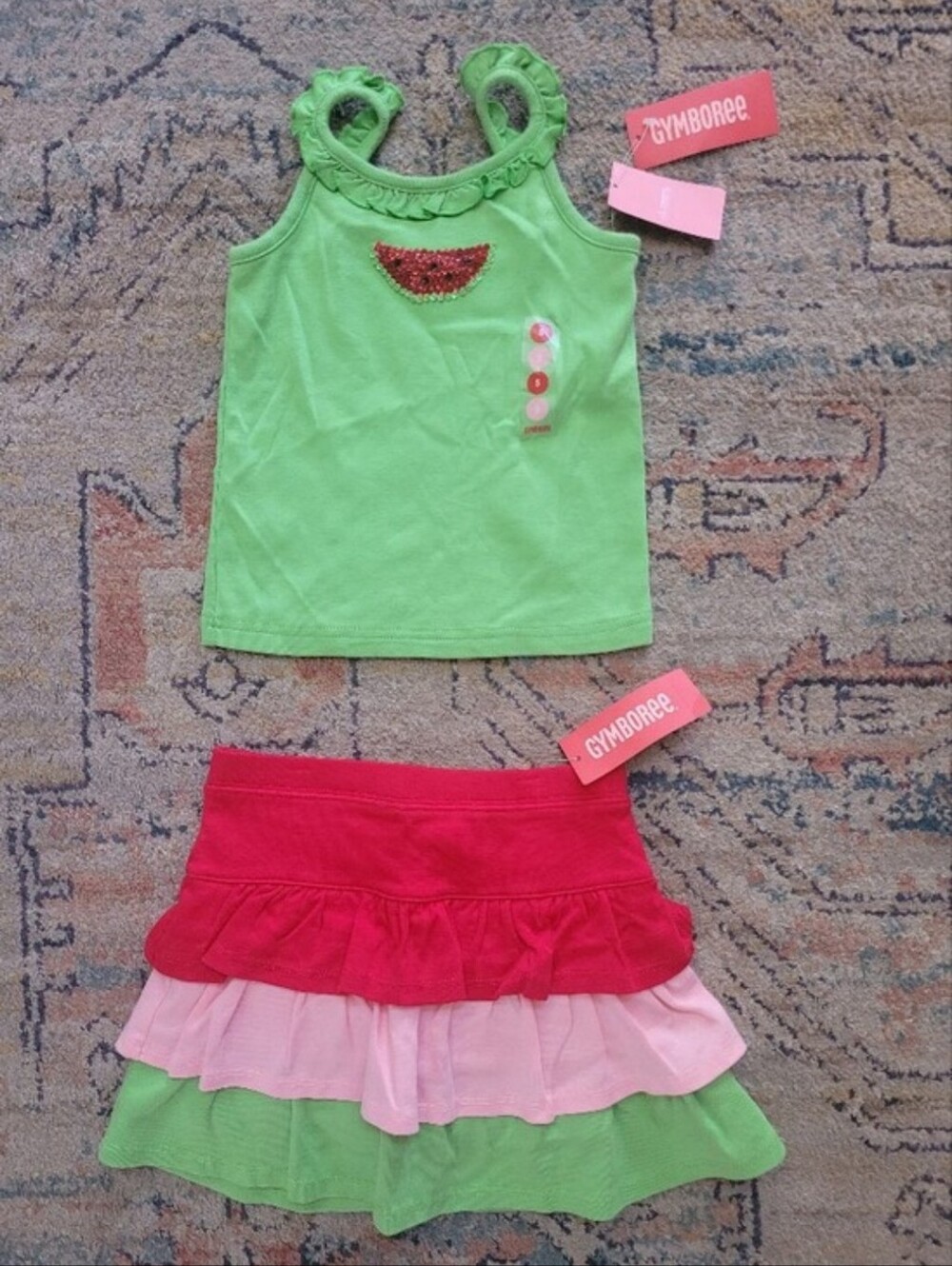 Gymboree Watermelon Tank Top Skirt Set Outfit Vintage Girls New Sz 5